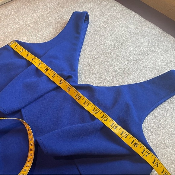 Belle Badgley Mischka Chelsea Mini Ruffled Cocktail Dress In Cobalt Blue Size 6 - Picture 7 of 8